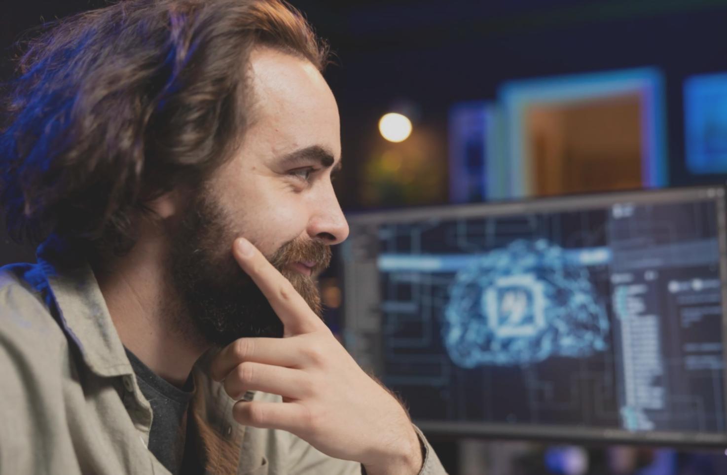 Designer che lavora su wireframe e prototipi per interfacce web moderne